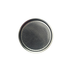 Closeup button cell battery or or coin cell