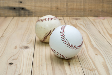 Nwe and Old base ball on wooden