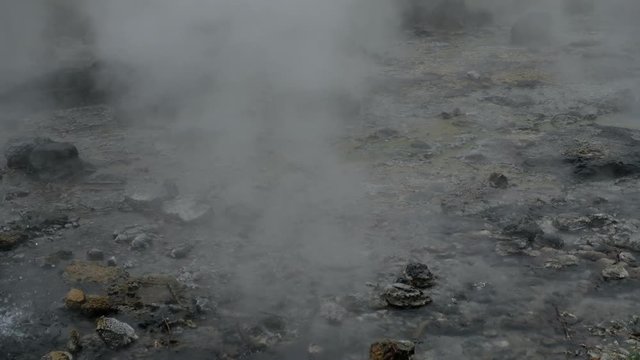 Hot springs (Geyser type) with rocks and green jungle.Pongduet Pa Pae Hotspring, Chiang Mai Province,Thailand 