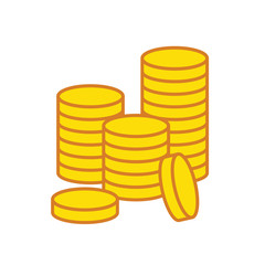 Blank Gold Coin stacks in white background