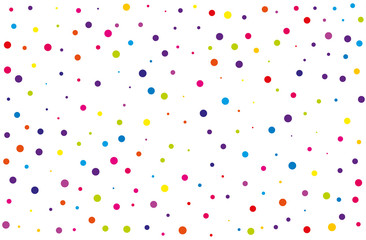 Festival pattern with color round glitter, confetti. Random, chaotic polka dot. Bright background Vector illustration.