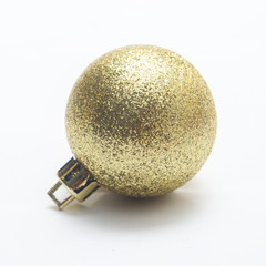Golden Christmas ball isolated on white background