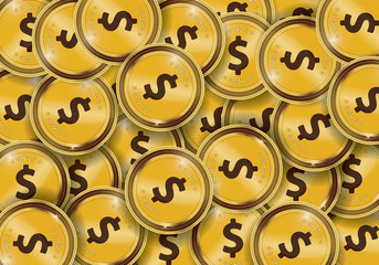 Dollar Gold coin Stack. Financial growth concept with golden coin dollar. 