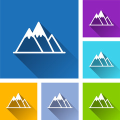mountain icons with long shadow