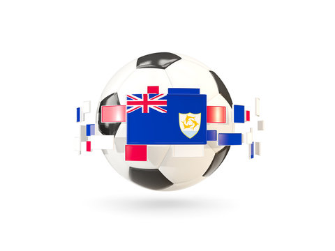 Soccer ball with line of flags. Flag of anguilla