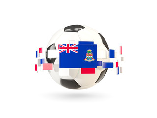 Soccer ball with line of flags. Flag of cayman islands