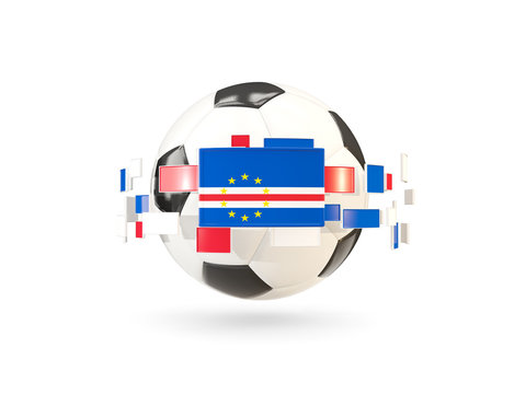 Soccer ball with line of flags. Flag of cape verde