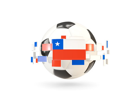 Soccer ball with line of flags. Flag of chile