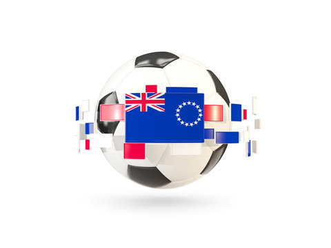 Soccer ball with line of flags. Flag of cook islands