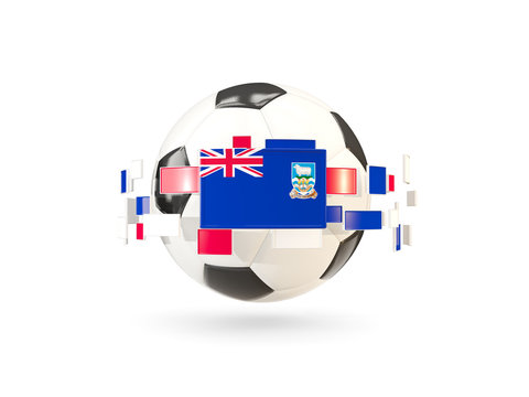 Soccer ball with line of flags. Flag of falkland islands