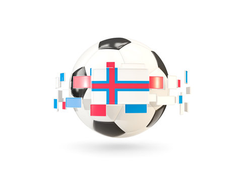 Soccer ball with line of flags. Flag of faroe islands