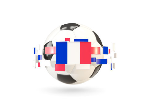 Soccer ball with line of flags. Flag of france