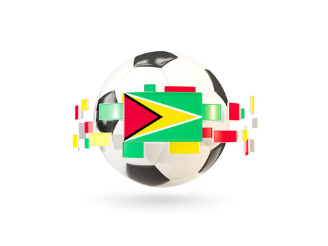 Soccer ball with line of flags. Flag of guyana