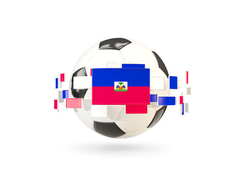 Soccer ball with line of flags. Flag of haiti