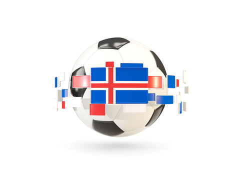 Soccer ball with line of flags. Flag of iceland