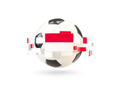 Soccer ball with line of flags. Flag of indonesia