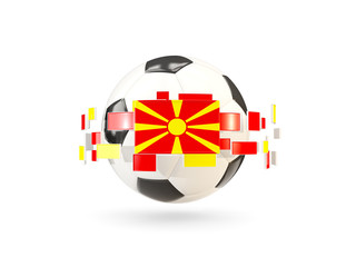 Soccer ball with line of flags. Flag of macedonia