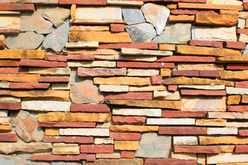 layer bricks rocks stones various colors and sizes