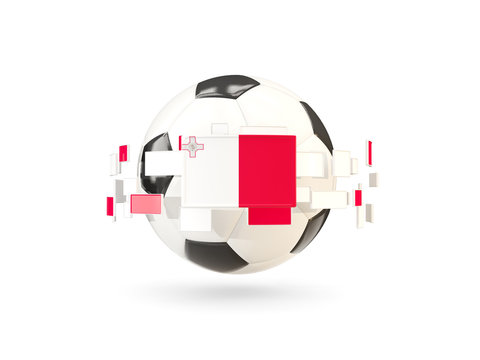 Soccer ball with line of flags. Flag of malta