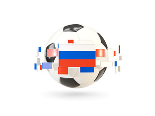 Soccer ball with line of flags. Flag of russia