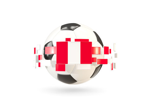 Soccer ball with line of flags. Flag of peru