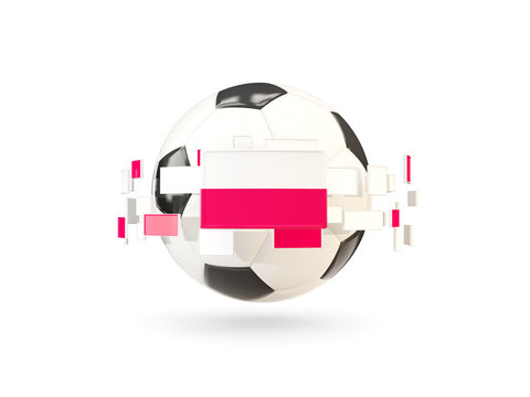 Soccer ball with line of flags. Flag of poland