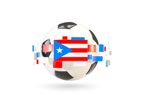 Soccer ball with line of flags. Flag of puerto rico