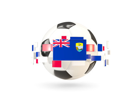Soccer ball with line of flags. Flag of saint helena