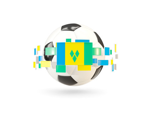 Soccer ball with line of flags. Flag of saint vincent and the grenadines