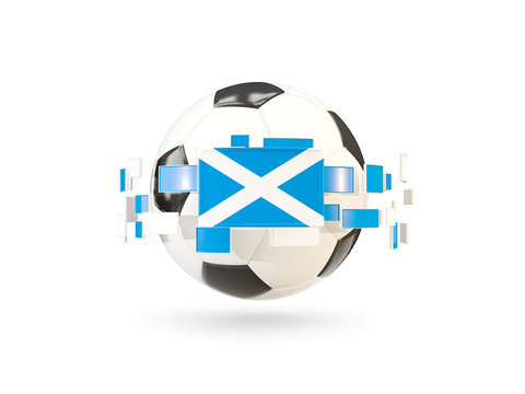 Soccer ball with line of flags. Flag of scotland