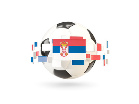 Soccer ball with line of flags. Flag of serbia