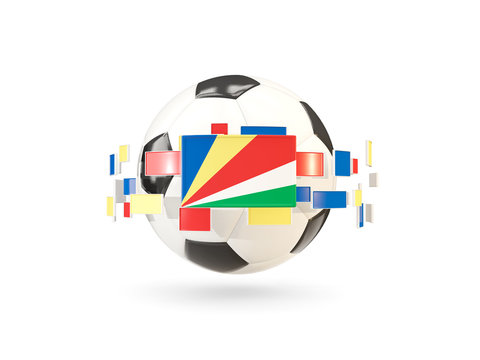 Soccer ball with line of flags. Flag of seychelles