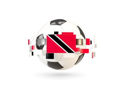 Soccer ball with line of flags. Flag of trinidad and tobago