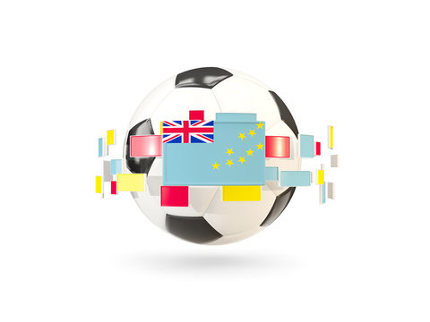 Soccer ball with line of flags. Flag of tuvalu