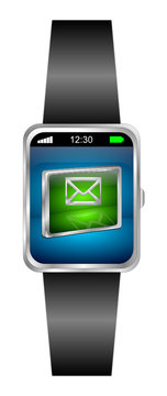 Smartwatch with E-Mail Button - 3D illustration