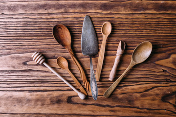 cutlery made of wood for spices and cooking