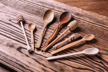 cutlery made of wood for spices and cooking