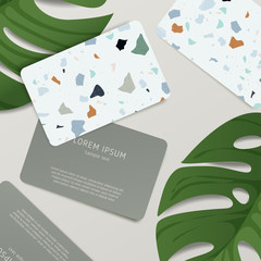 Beautiful Terrazzo Pattern on Business Card Template : Vector Illustration