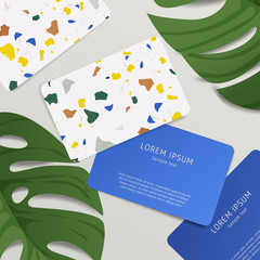 Beautiful Terrazzo Pattern on Business Card Template : Vector Illustration