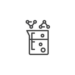 Beaker with chemical fluid outline icon. linear style sign for mobile concept and web design. Laboratory experiment simple line vector icon. Symbol, logo illustration