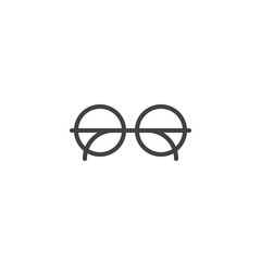 Optical glasses outline icon. linear style sign for mobile concept and web design. Round eyeglasses simple line vector icon. Symbol, logo illustration. Pixel perfect vector graphics