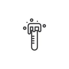 Test tube with fluid outline icon. linear style sign for mobile concept and web design. Chemical experiment simple line vector icon. Symbol, logo illustration. Pixel perfect vector graphics
