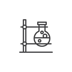 Fototapeta na wymiar Chemical test tube outline icon. linear style sign for mobile concept and web design. Laboratory flask griped in stand simple line vector icon. Symbol, logo illustration. 