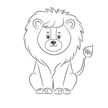 Lion for coloring book.Isolated on white background.Line art design.Vector illustration