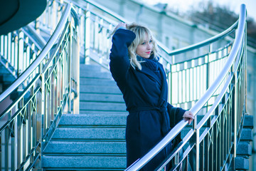 Life of Middle age woman at city, a beauty after 30 years. Simple alone woman in big city life 