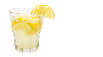 delicious and juicy lemonade, full of useful vitamins and antioxidants, isolated on white background, copy space, template.