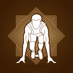 Ready to run, Athlete runner designed on line square background graphic vector