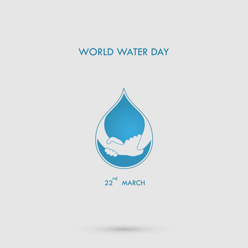 Water drop with small tree icon vector logo design template.World Water Day icon.World Water Day idea campaign for greeting card and poster.Vector illustration
