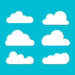 Cloud. Set of silhouette in flat style. Collection of cloud icon , shape, label, symbol. Graphic element vector. Vector design element for logo, web and print. Illustration