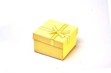 gift yellow box. New Year Gift Box..